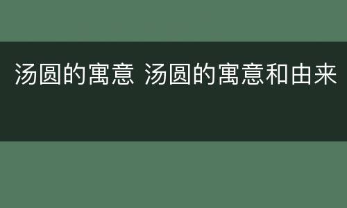 汤圆的寓意 汤圆的寓意和由来