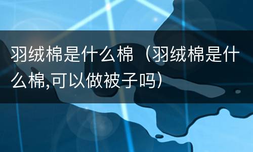 羽绒棉是什么棉（羽绒棉是什么棉,可以做被子吗）