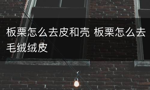 板栗怎么去皮和壳 板栗怎么去毛绒绒皮