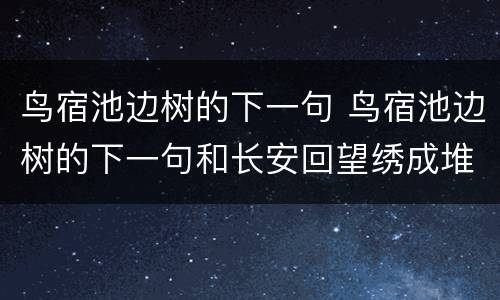 鸟宿池边树的下一句 鸟宿池边树的下一句和长安回望绣成堆的下一句