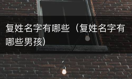 复姓名字有哪些（复姓名字有哪些男孩）