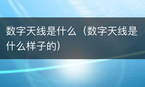 数字天线是什么（数字天线是什么样子的）
