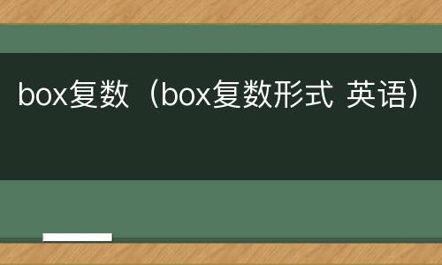 box复数（box复数形式 英语）