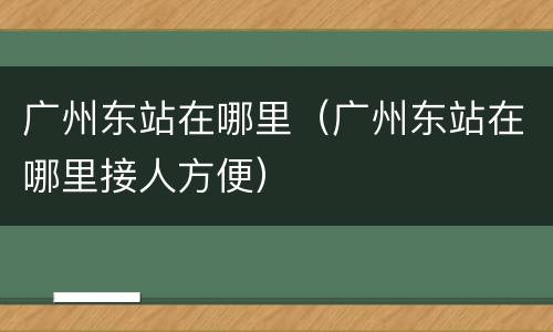 广州东站在哪里（广州东站在哪里接人方便）