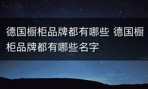德国橱柜品牌都有哪些 德国橱柜品牌都有哪些名字