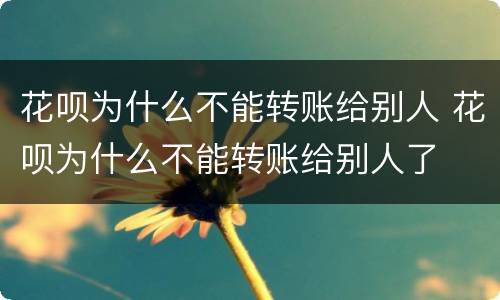 花呗为什么不能转账给别人 花呗为什么不能转账给别人了