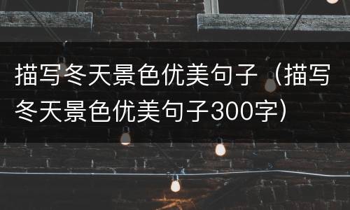 描写冬天景色优美句子（描写冬天景色优美句子300字）