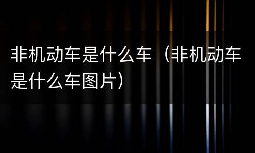非机动车是什么车（非机动车是什么车图片）