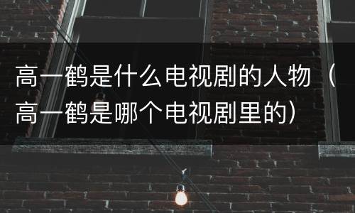 高一鹤是什么电视剧的人物（高一鹤是哪个电视剧里的）