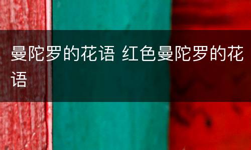 曼陀罗的花语 红色曼陀罗的花语