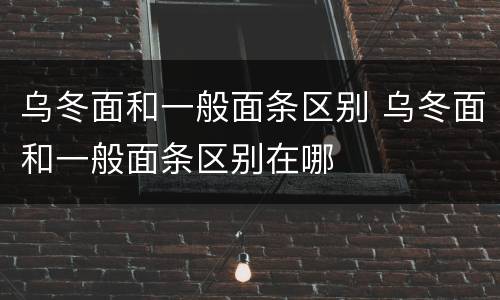 乌冬面和一般面条区别 乌冬面和一般面条区别在哪