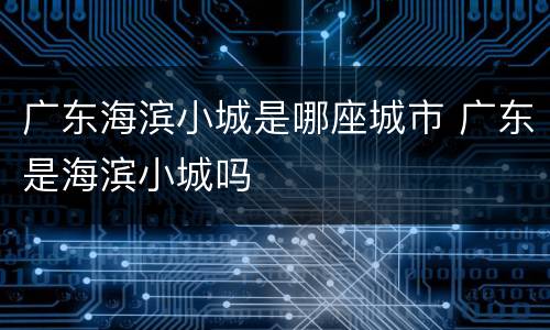 广东海滨小城是哪座城市 广东是海滨小城吗