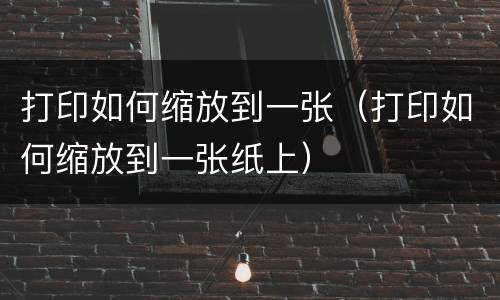 打印如何缩放到一张（打印如何缩放到一张纸上）