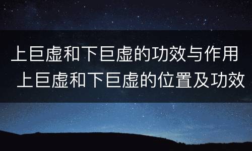 上巨虚和下巨虚的功效与作用 上巨虚和下巨虚的位置及功效