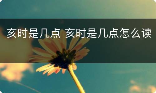 亥时是几点 亥时是几点怎么读