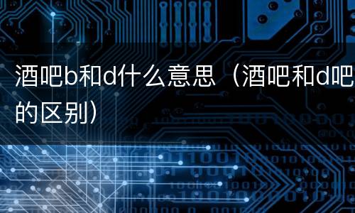 酒吧b和d什么意思（酒吧和d吧的区别）