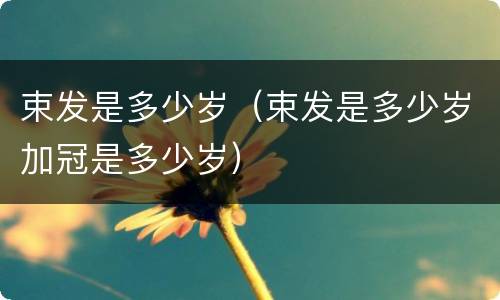 束发是多少岁（束发是多少岁加冠是多少岁）