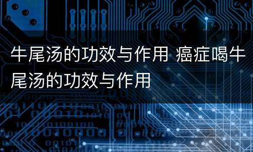牛尾汤的功效与作用 癌症喝牛尾汤的功效与作用