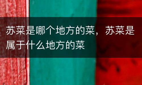 苏菜是哪个地方的菜，苏菜是属于什么地方的菜