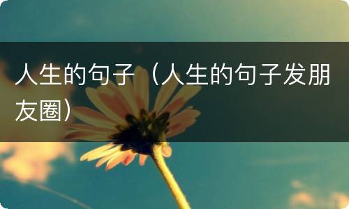 人生的句子（人生的句子发朋友圈）