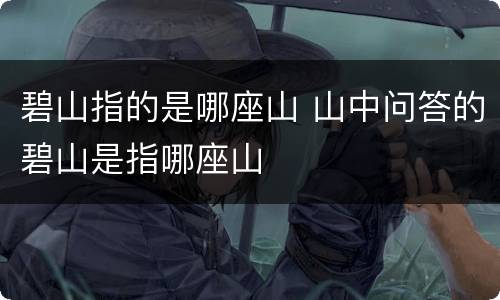 碧山指的是哪座山 山中问答的碧山是指哪座山