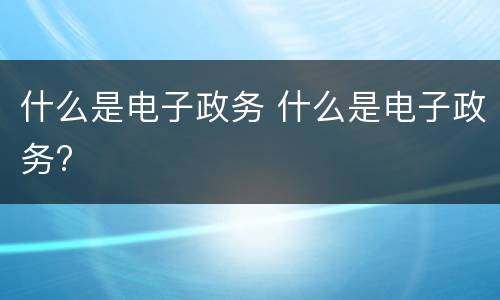 什么是电子政务 什么是电子政务?
