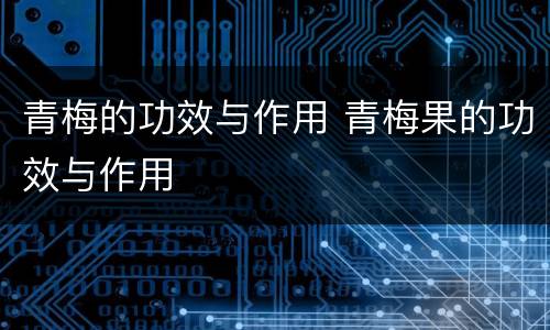 青梅的功效与作用 青梅果的功效与作用