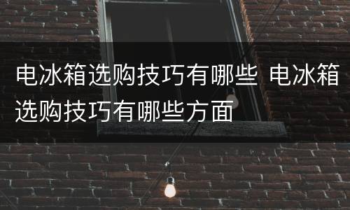 电冰箱选购技巧有哪些 电冰箱选购技巧有哪些方面