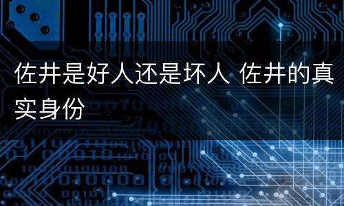 佐井是好人还是坏人 佐井的真实身份