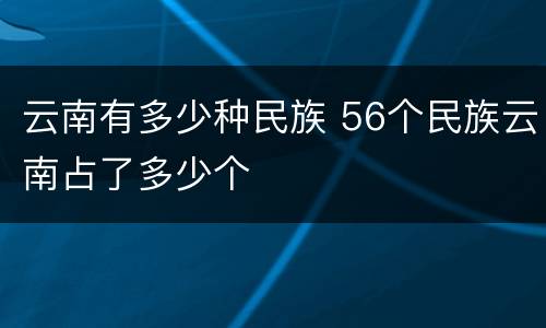 云南有多少种民族 56个民族云南占了多少个