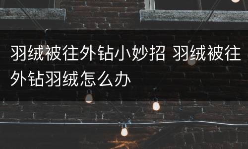 羽绒被往外钻小妙招 羽绒被往外钻羽绒怎么办