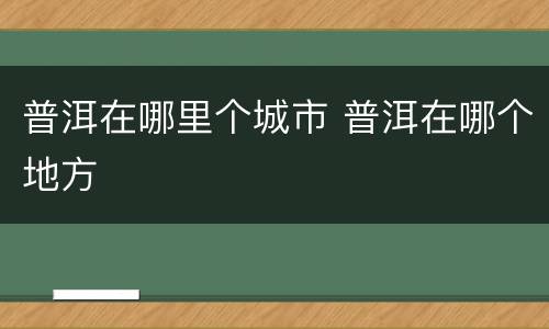 普洱在哪里个城市 普洱在哪个地方