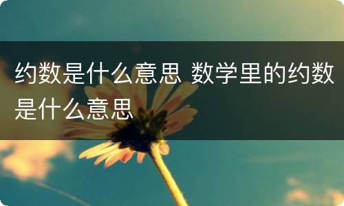 约数是什么意思 数学里的约数是什么意思