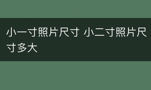 小一寸照片尺寸 小二寸照片尺寸多大