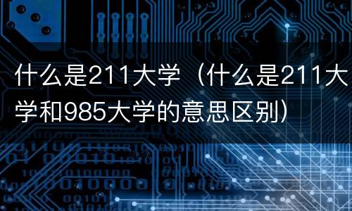 什么是211大学（什么是211大学和985大学的意思区别）