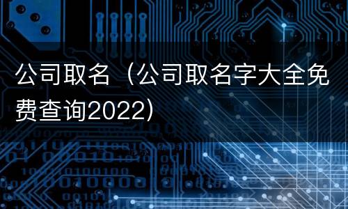 公司取名（公司取名字大全免费查询2022）