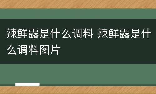 辣鲜露是什么调料 辣鲜露是什么调料图片