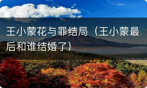 王小蒙花与罪结局（王小蒙最后和谁结婚了）