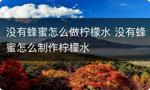 没有蜂蜜怎么做柠檬水 没有蜂蜜怎么制作柠檬水