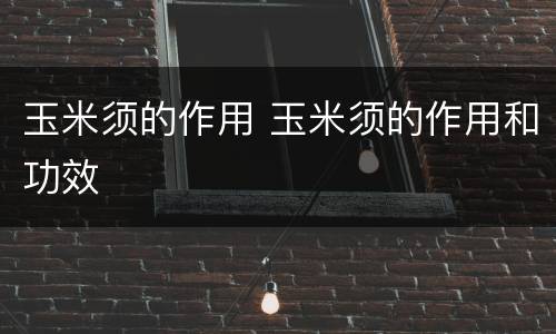 玉米须的作用 玉米须的作用和功效