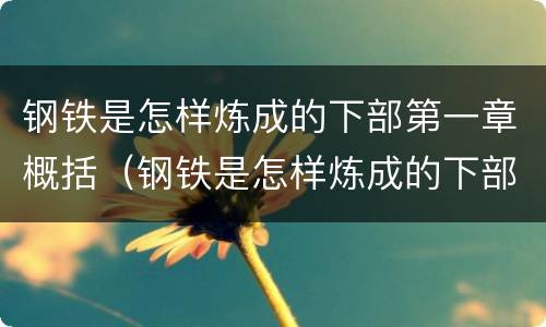 钢铁是怎样炼成的下部第一章概括（钢铁是怎样炼成的下部第一章概括3个主要内容小红书）