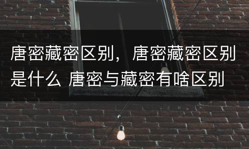 唐密藏密区别，唐密藏密区别是什么 唐密与藏密有啥区别