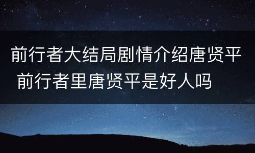 前行者大结局剧情介绍唐贤平 前行者里唐贤平是好人吗