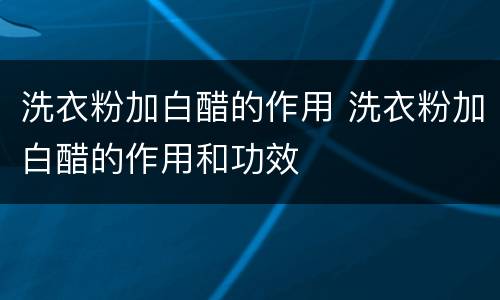 洗衣粉加白醋的作用 洗衣粉加白醋的作用和功效