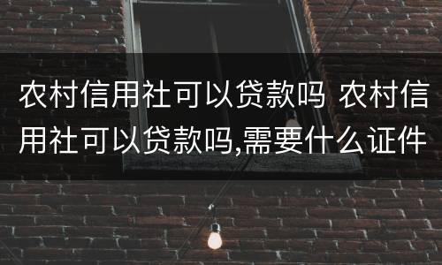 农村信用社可以贷款吗 农村信用社可以贷款吗,需要什么证件