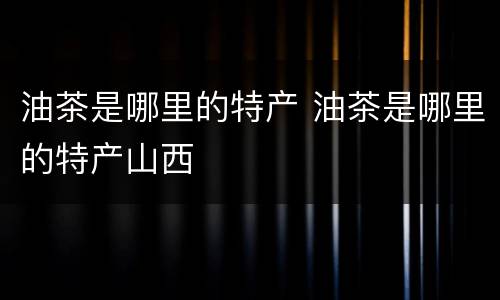油茶是哪里的特产 油茶是哪里的特产山西