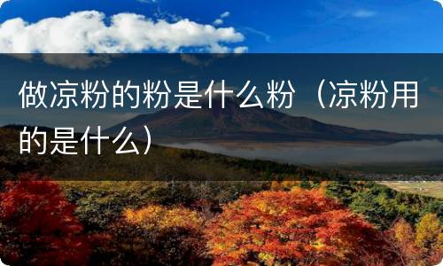 做凉粉的粉是什么粉（凉粉用的是什么）