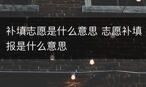 补填志愿是什么意思 志愿补填报是什么意思