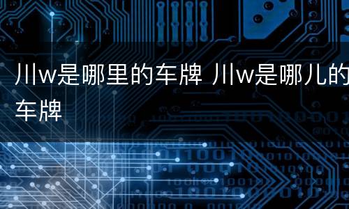 川w是哪里的车牌 川w是哪儿的车牌