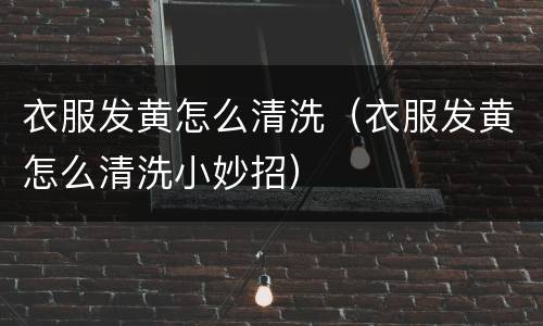 衣服发黄怎么清洗（衣服发黄怎么清洗小妙招）